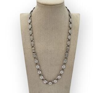Silver Disc Link Necklace Textured Chain S.A.C. Modern Minimal Polished